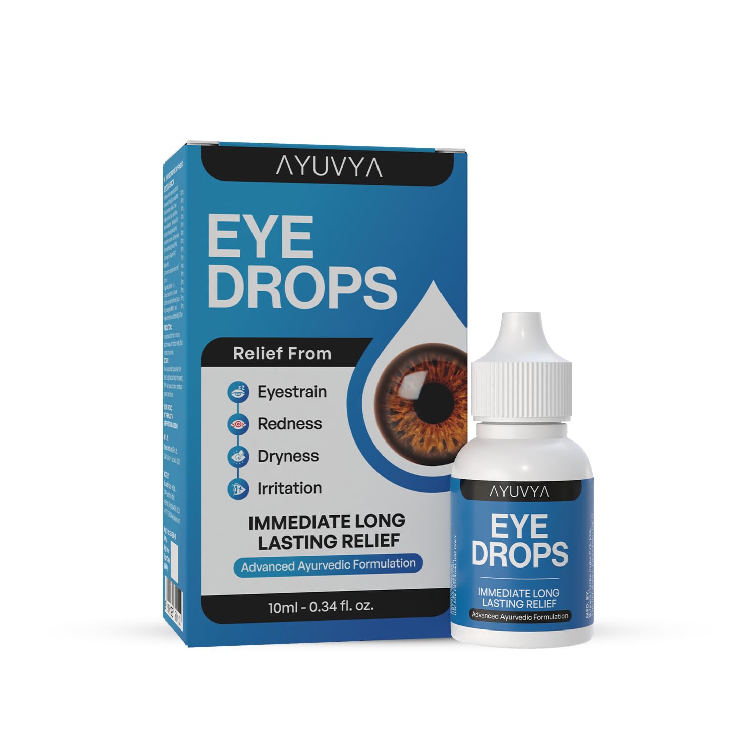 Ayuvya Ayurvedic eye drops for dry eye, Cooling, Soothing & Refreshing Relief for Dry, Tired & Red Eyes | Advanced Ayurvedic Formulation | With Triphala, Honey, Turmeric & Rose | 10ml