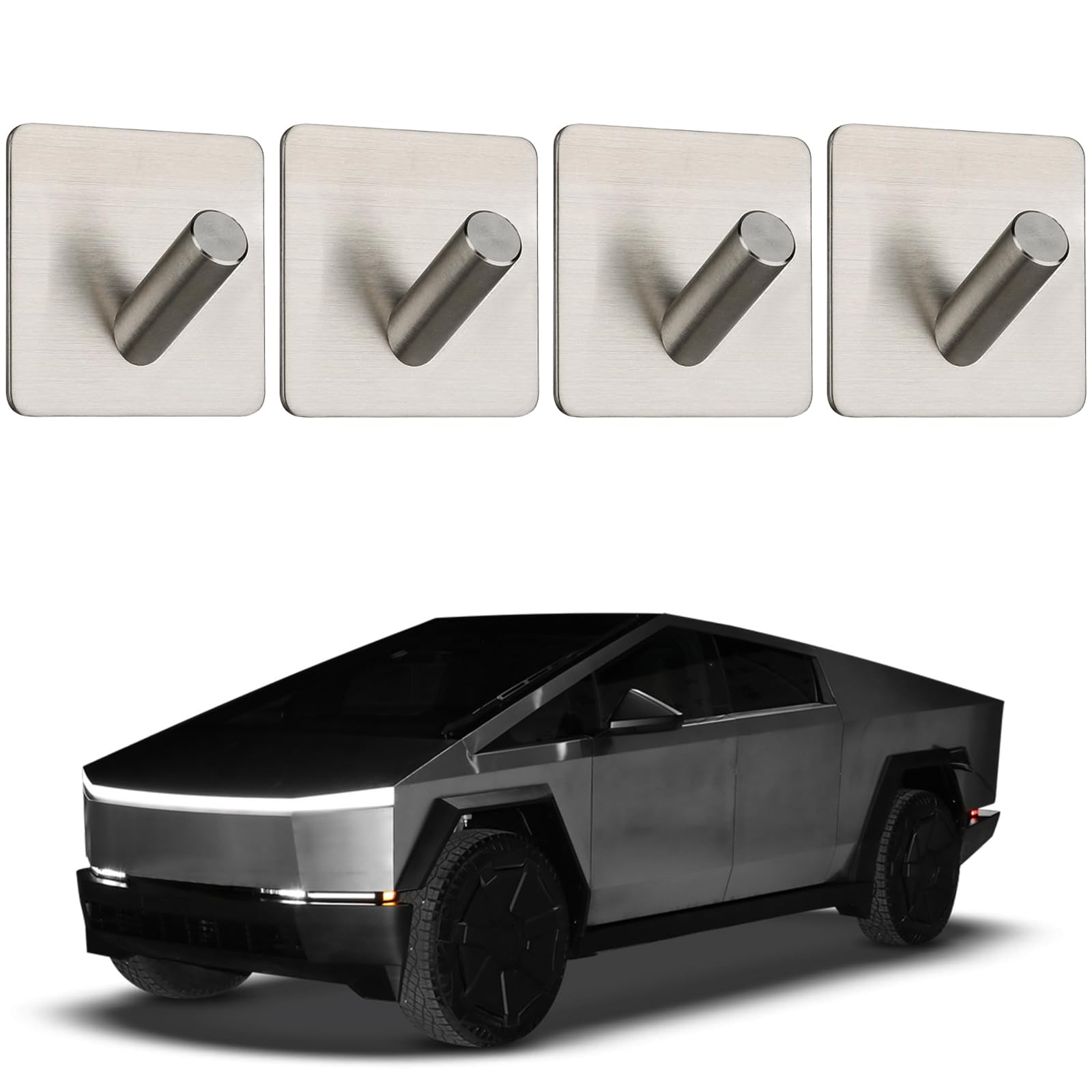 4PCS Trunk Hooks Compatible with Tesla Cybertruck Cyberbeast 2024 2025 Interior Hook Accessoires Organizer Hanger Bags Cyber Hanbag Truck Grocery Bag Holder Trunk Hook Exterior Part Kit Organizers
