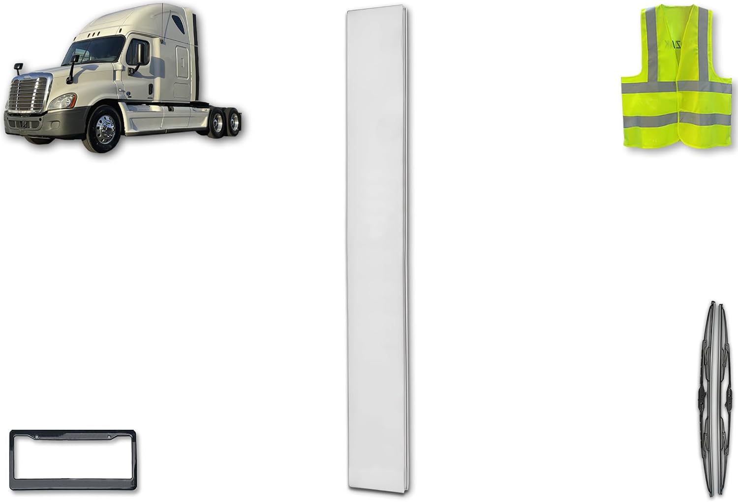 KOZAK Bottom Cab Cabin Wing Narrow Version Fairing for Left Driver Side, Compatible with Freightliner Cascadia 2008-2017, Includes Logo, 2X 22 Windshield Wipers, License Plate Frame, and Vest