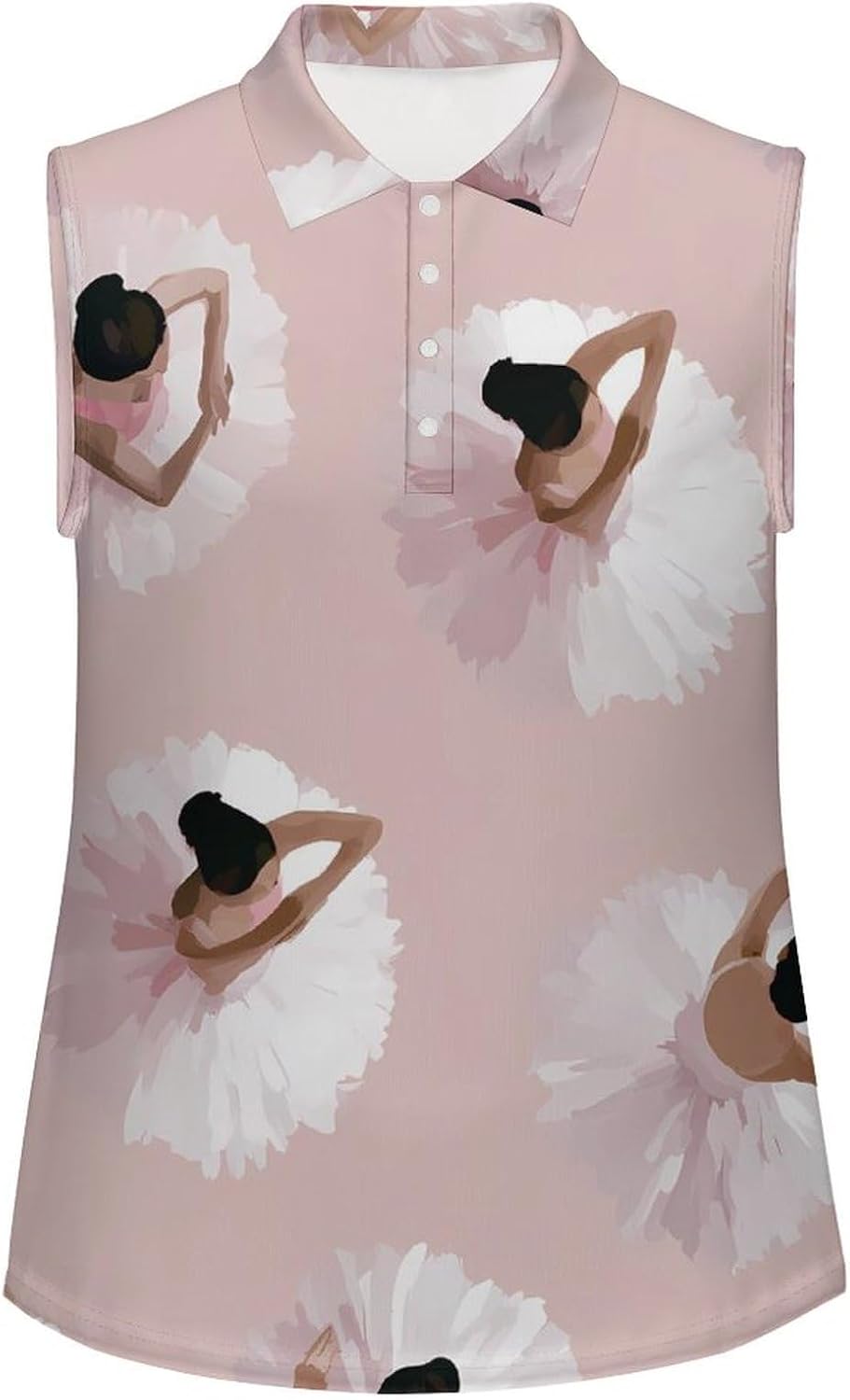 Ballerina Dancer Women Sleeveless Collared Golf Polo Shirt | V Neck Tank Top,Breathable Tennis Shirts