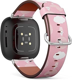 CJBROES Replacement Leather Watch Band, Compatible with Fitbit Versa 3 and Fitbit Sense of Wristband Bracelet Accessory - Cute Baby Little Bunny