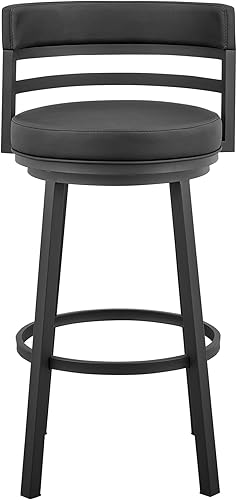 Miniatura 92 de Armen Living Madrid - Taburete giratorio de 30 pulgadas de altura de barra de cuero sintético gris moderno y acero inoxidable cepillado para Gris y