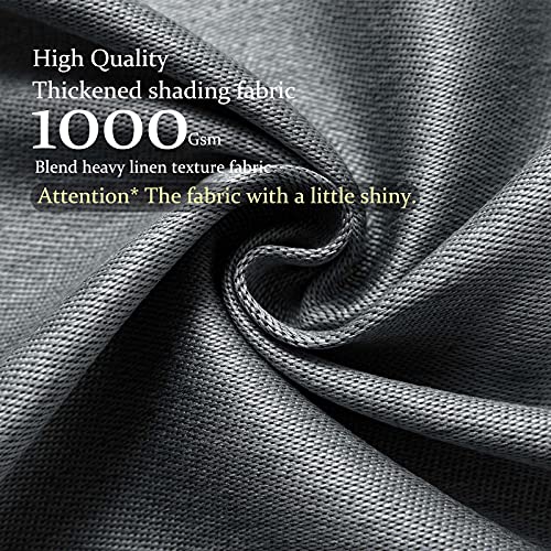 Image of 2 Panels 100% Dark Grey Blackout Curtains, Linen Textured Thermal Insulated Privacy Protect Grommet Drapes Set for Living Room, Bedroom and Nursery, W 52 x L 84 Inch
