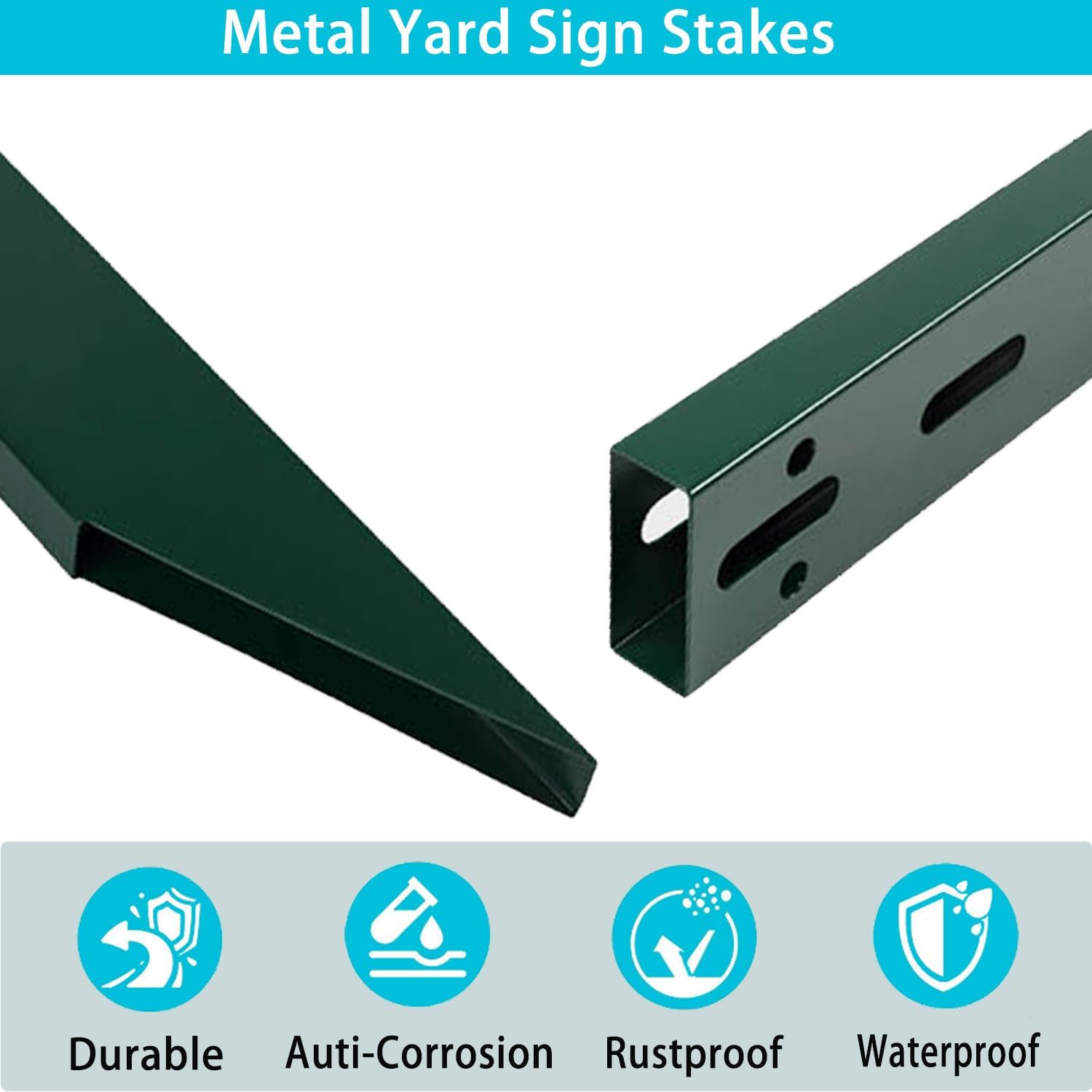 8 Ft Sign Post for Outside, Heavy Duty Yard Signs Stakes, 96 inch Metal Lawn Pole with Holes for Events, Parking, Garage, Bar, Easy Assembly,Rust-Resistant Durable DIY 1Pcs Green
