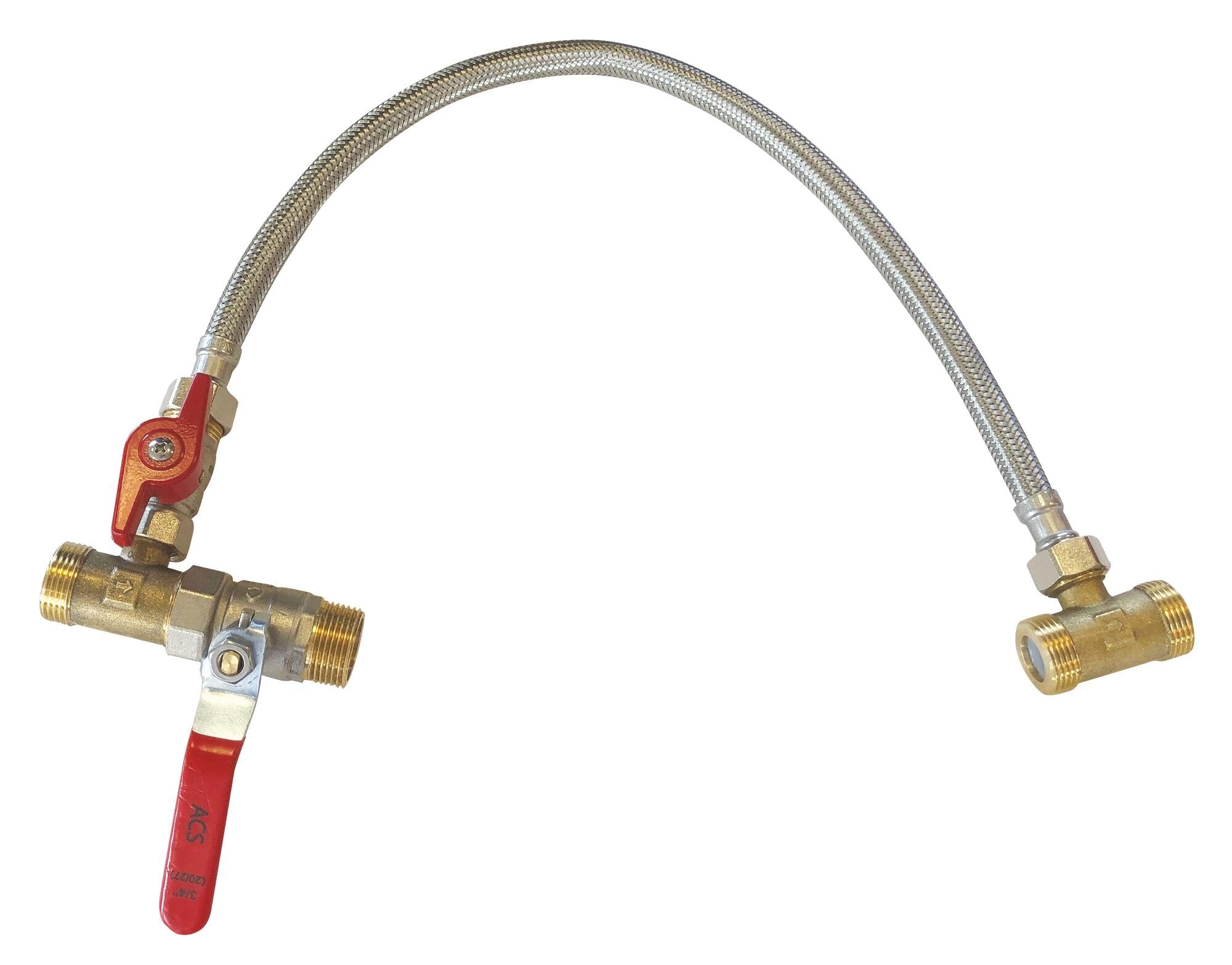 AQUAWATER, 104213, Kit By-pass standard 50 cm avec flexible EPDM tressé inox, 2 vannes d'arrêt, pression max 12 bars, compatible filtres femelle 3/4, installation rapide et facile