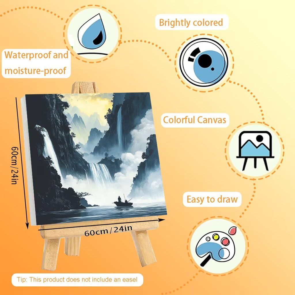 Malowanie według numerów dla dorosłych abstrakcyjne DIY malowanie po numerach z ramką, krajobraz 2 Paint by Number z pędzlami i pigmentem akrylowym, rzemiosło dla dorosłych prezent dla kobiet
