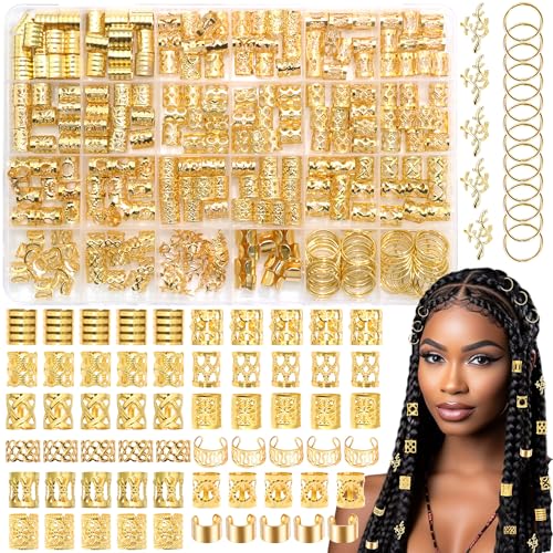 Cuentas para el cabello y joyas doradas para trenzas africanas kit NAISKA de 280 piezas ajustables 2
