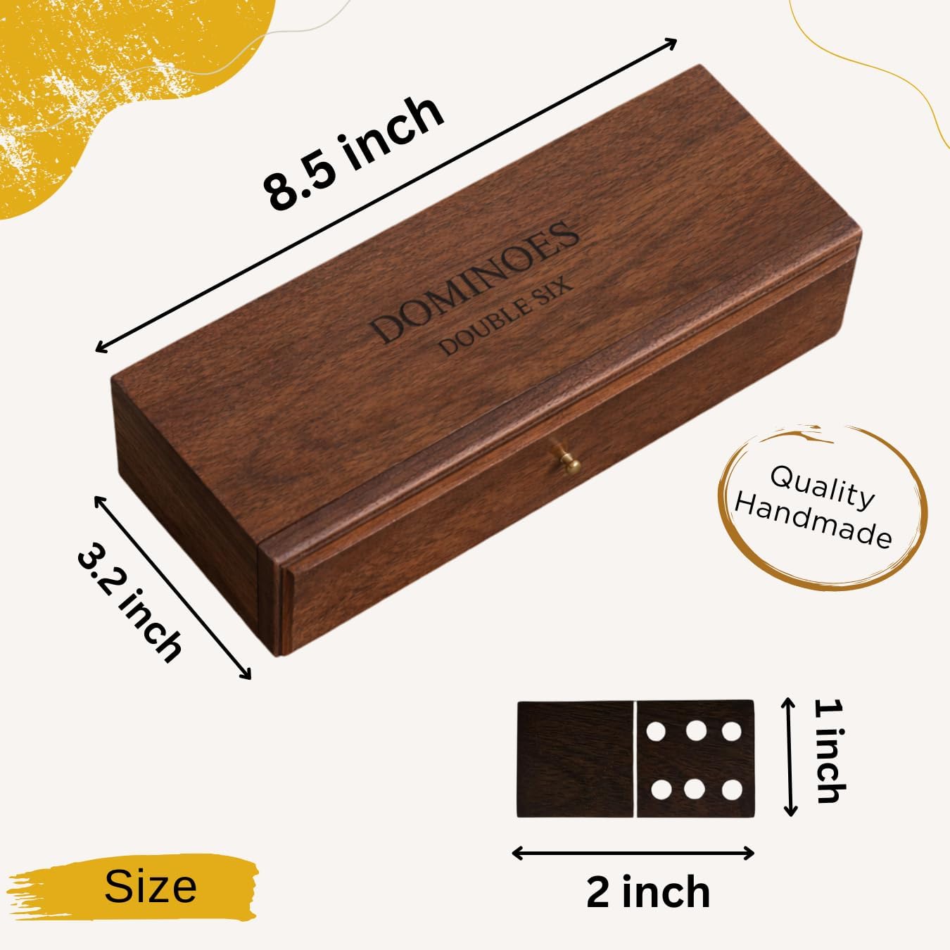 T one Handmade Dominos Set for Adult and Kids with Wooden Box(28 Tiles) | Double six Dominos for Indoor Play | Family Party Game | Gift for Birthday/Christmas/Father Day (Design-3)