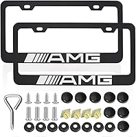 Vista 1 de 2PCS License Plate Frames for Mercedes Benz-AMG, Premium Aluminum Alloy Weather Proof License Plate Covers with Screw Caps, Front License Plate Car
