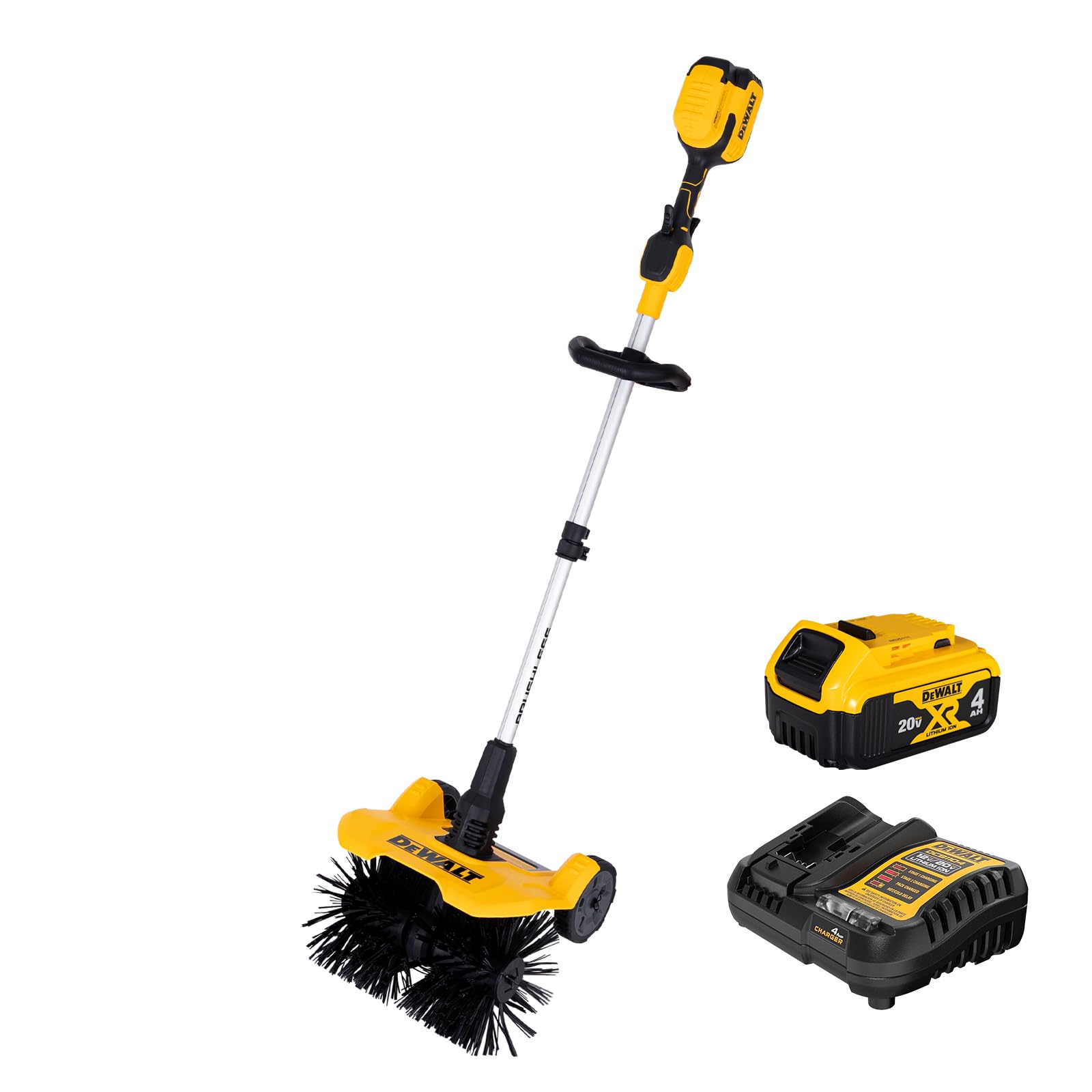 DEWALT 20V Battery Power Broom Sweeper, Cordless Electric Walk Behind Push Sweeper with 4.0Ah Battery and Standard Charger for Cleaning Turf, Grass, Lawn,Snow and Sidewalks, DXSBXA2017-002C