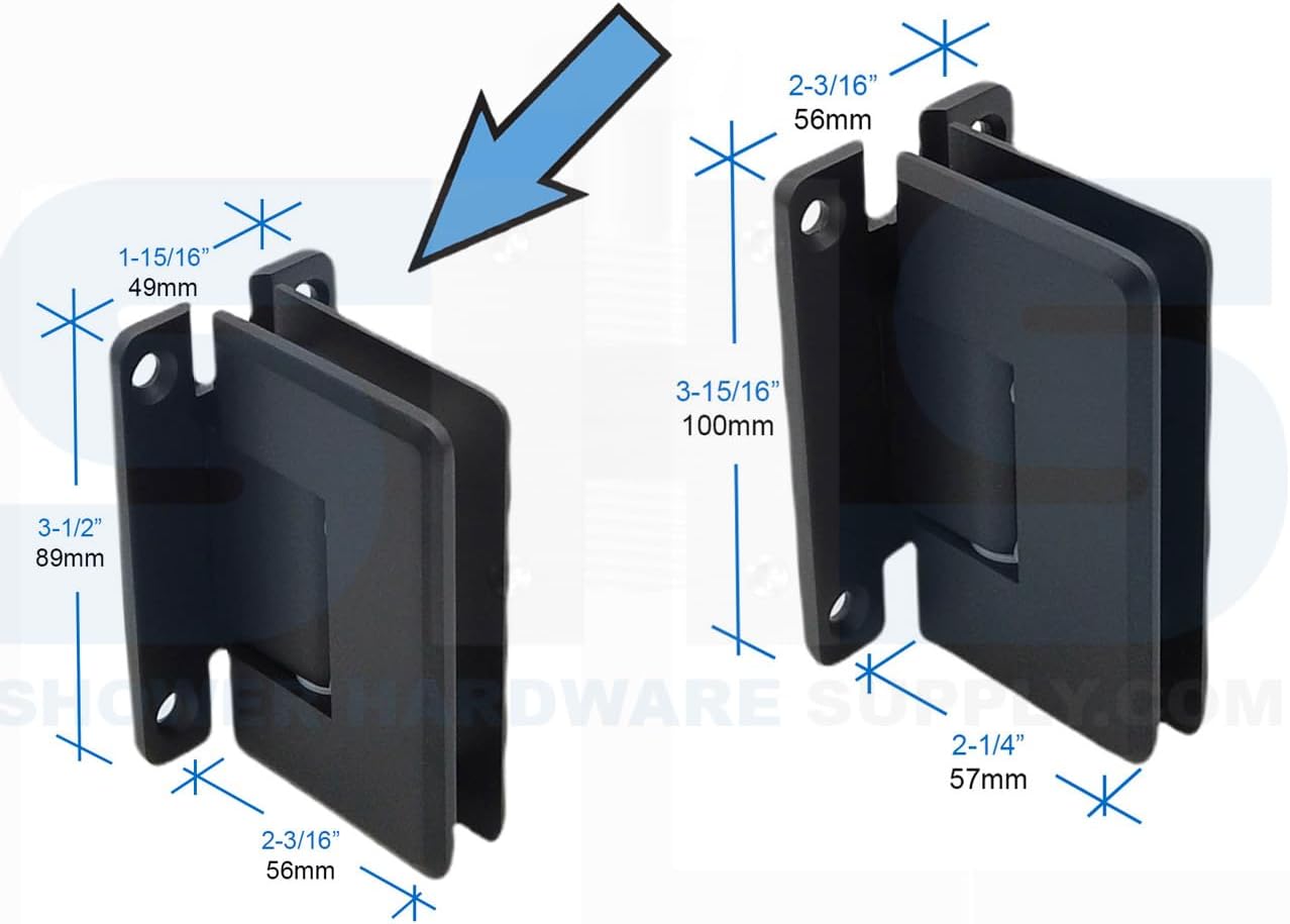 SHS Emerald Series Series Wall Mount H Back Plate Standard Hinge EMR90B (Matt Black)