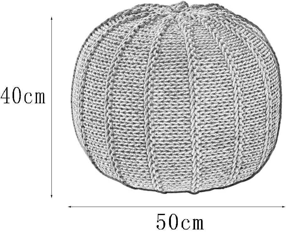 Footstool for Resting Feet Foot Stool Sofa Stool Round Pouf Knit Bean Bag Floor Chair Cotton Braided Cord Living Room Bedroom Room,7 Colors