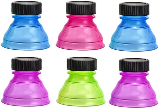 Tsugar 6 Pc Reusable Snap On Pop Can Bottle Caps Plastic Beer Water Dispenser Lid Protector Caps Cover Bottle Top Soda Saver Cap for Cool Coke Drink Lids