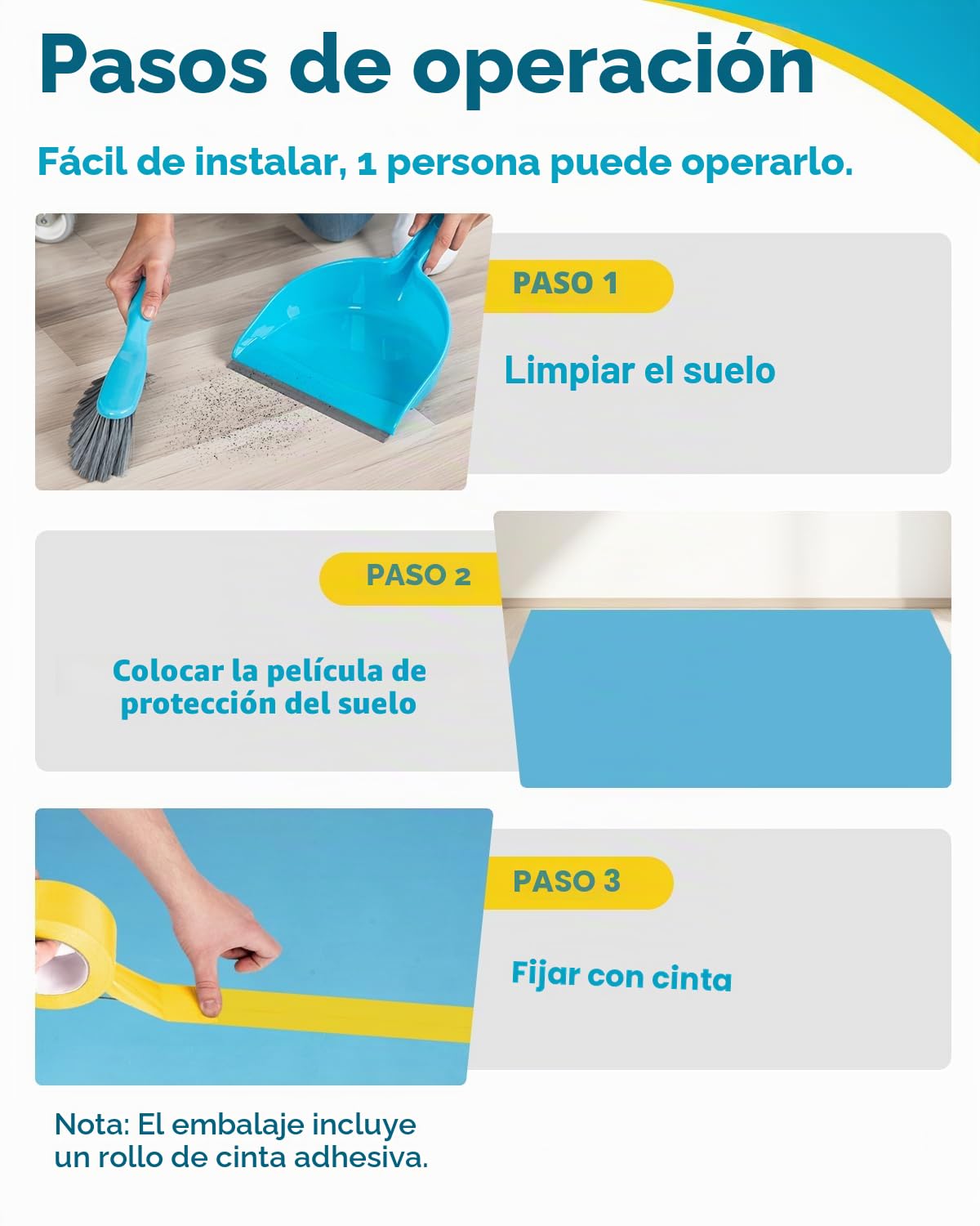 YJINGRUI ​Película protectora de suelo de alta calidad, 30 m x 95 cm, estera protectora de suelo reutilizable, impermeable y resistente a la pintura, para proteger azulejos, suelos de madera, etc