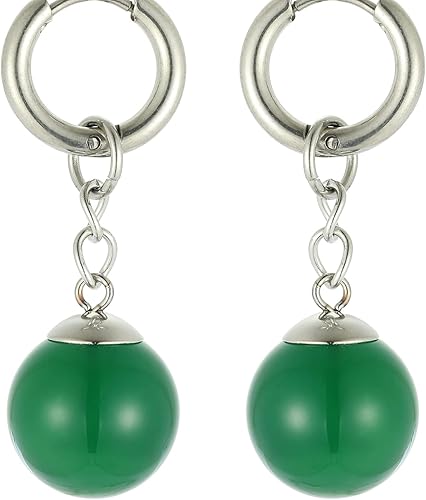 Pendientes Potara de acero inoxidable y ágata con piedras preciosas naturales, hipoalergénicos y sin níquel