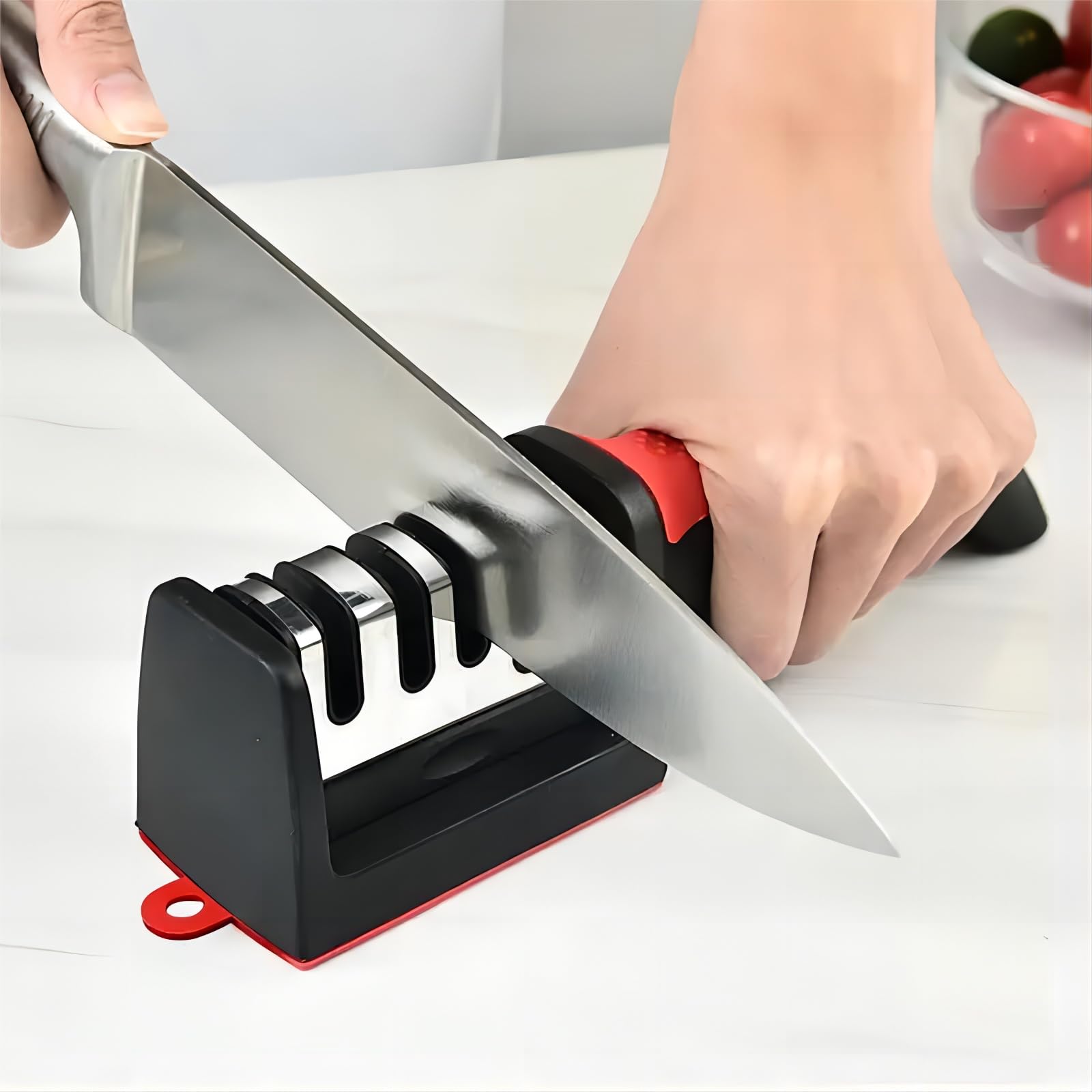 3-Stage Professional Kitchen Knife Sharpener Tungsten Diamond Ceramic Sharpening Stone for Chefs Easy-to-Use Sharpener for Home Food Trucks