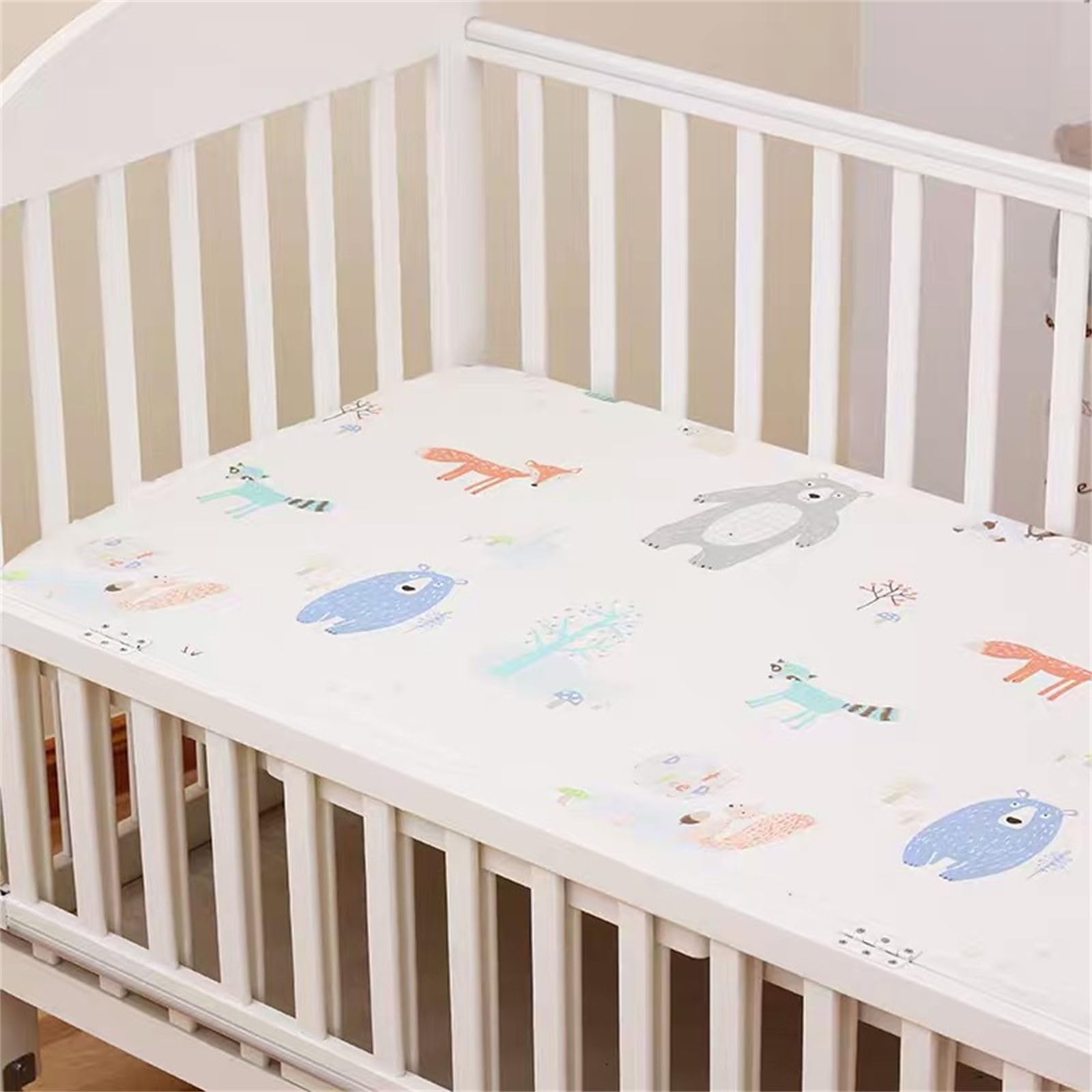 Drap Housse Coton Pour Lit Bébé 105x60cm - Motif Dinosaure, élastique 4 Côtés, Doux Et Respirant