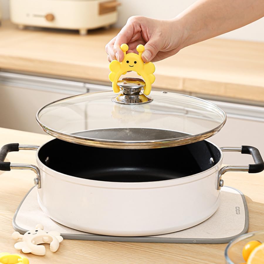 ARFUKA Bee Silicone Utensil Rest & Pot Lid Lifter Heat Resistant Spoon Rest Steam Releaser Fun Kitchen Gadget Holder Pack of 2 image 5