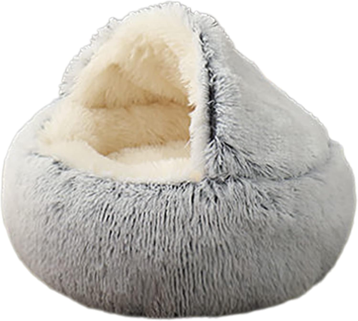 Calming Cat Beds Plush Pet Bed Mattress Cat's Nest/Cave for Medium Small Pet Cat Cushion Bed for Kitten Puppy Warm Cuddler Kennel Pet Sofa Washable,Plush,50cm,Grey