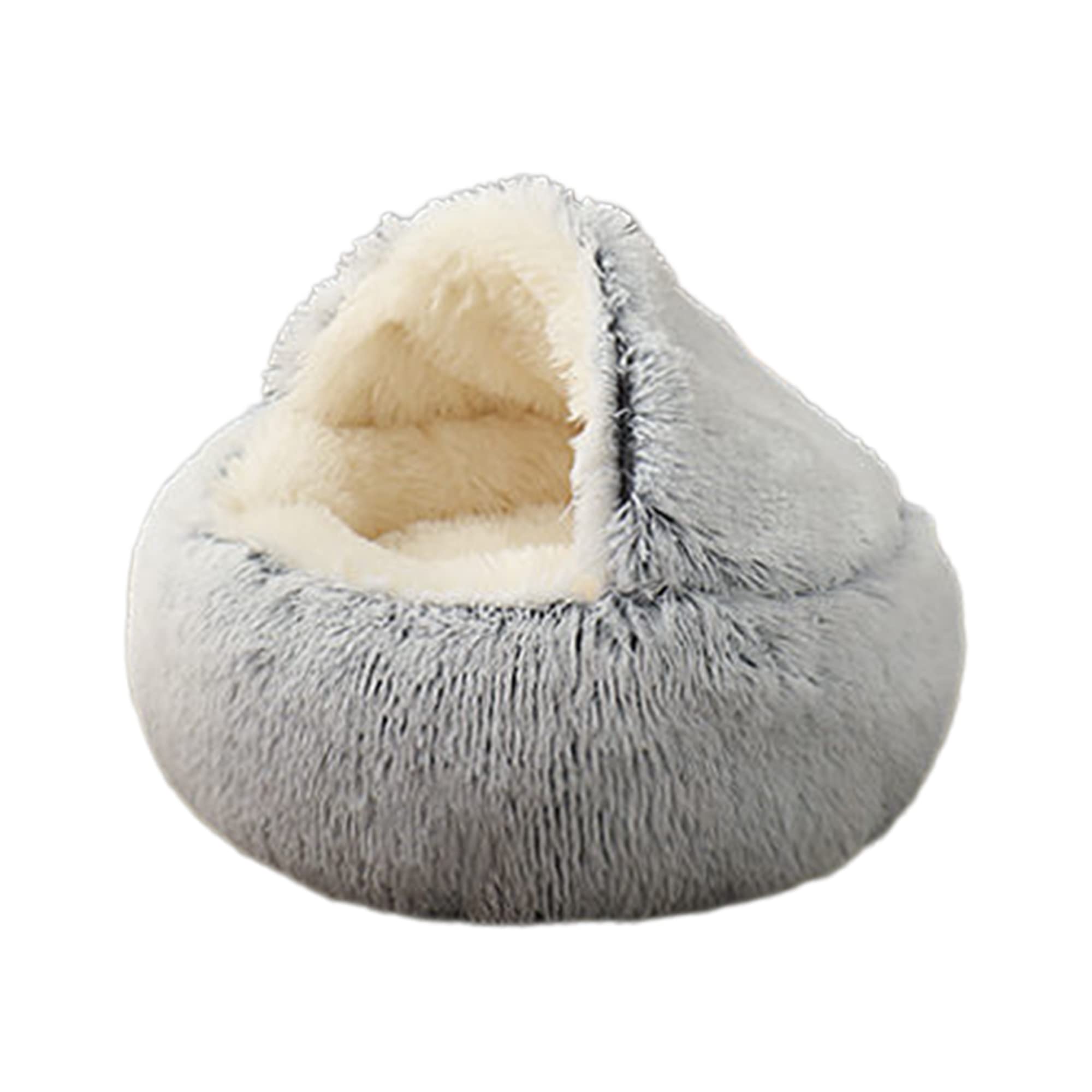 SEDOXX Calming Cat Beds Plush Pet Bed Mattress Cat's Nest/Cave for Medium Small Pet Cat Cushion Bed for Kitten Puppy Warm Cuddler Kennel Pet Sofa Washable,Plush,50cm,Grey