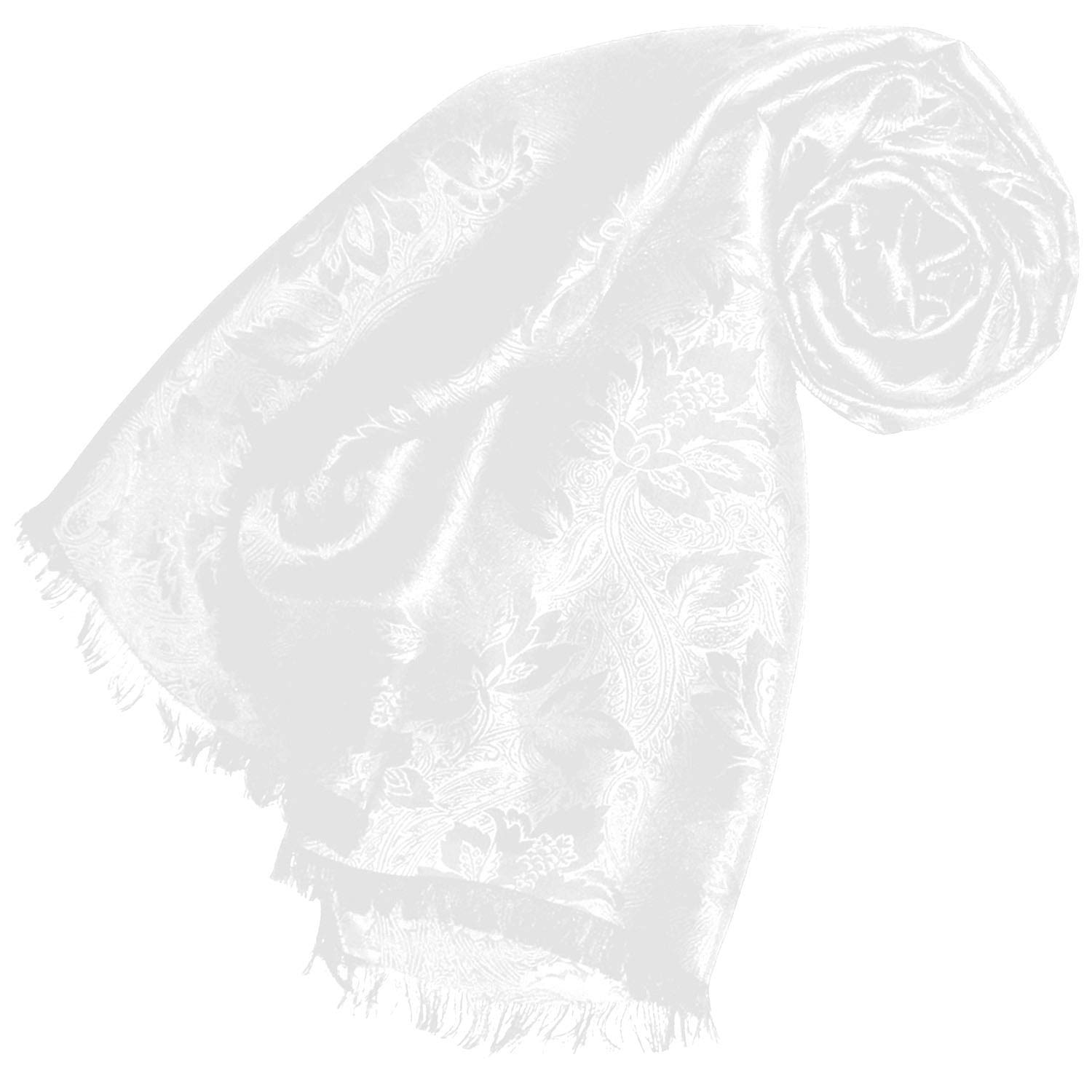 Lorenzo Cana Herren Schal Luxustuch elegant gewebt in Damast Webung florales Paisley Muster aus Viskose mit Seide modischer Männerschal weiss 55 cm x 190 cm, 8906011