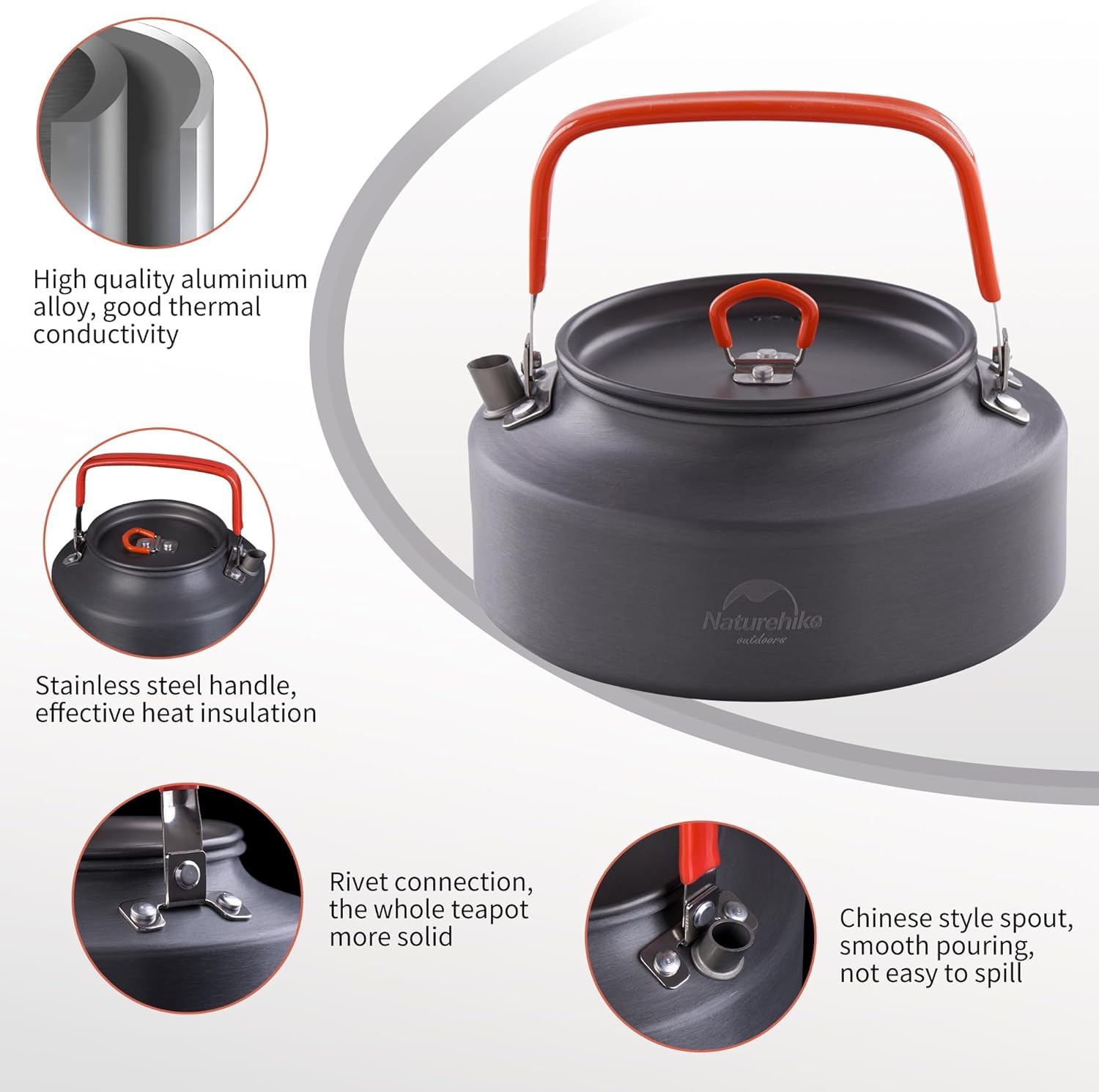 CAMPINGMOON 1.5L Campfire Kettle Stainless Steel Camping Coffee Pot Full Capacity 1