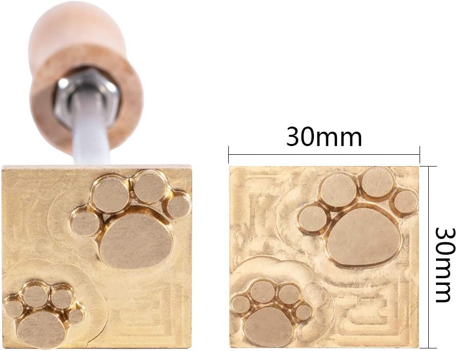 OLYCRAFT Wood Branding Iron BBQ Heat Stamp with Brass Head and Wooden Handle for Wood Leather and Most Plastics - Dog Paw