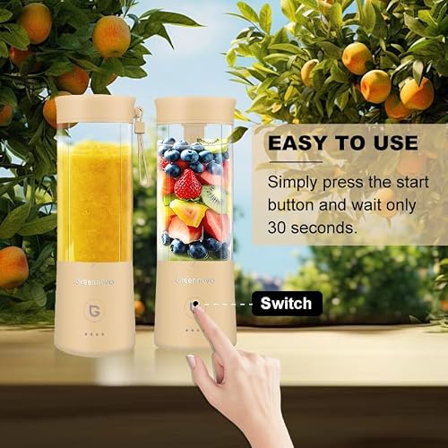 Portable Blender 500ml Personal with 6 Sharp Blades Rechargeable 5000mAh 18000-22000rpm Power for Shakes & Smoothies, BPA Free, for Kitchen, Office, Gym, Hiking (cyan) — view 2