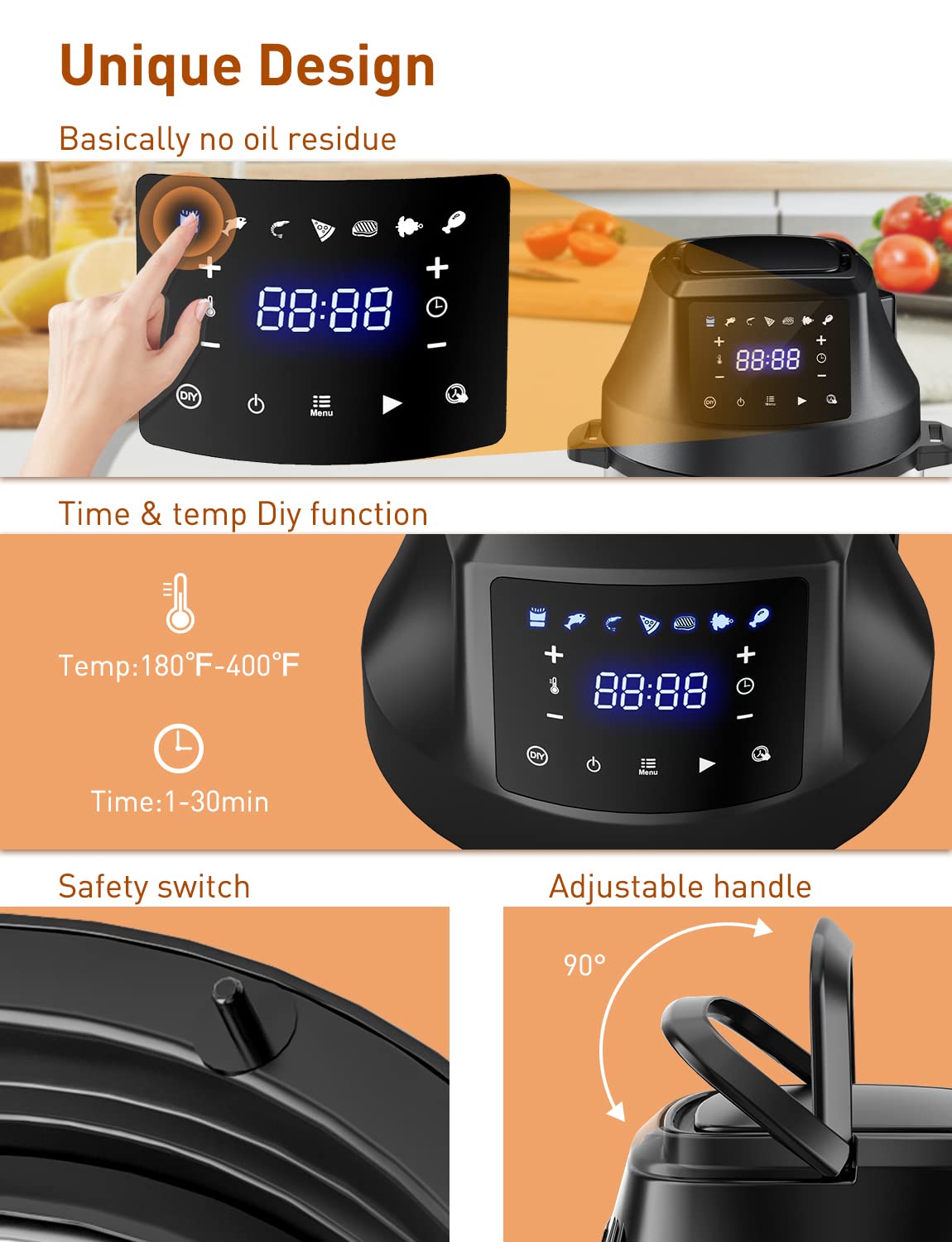 Air Fryer Lid for Instant Pot 6QT Model, 1300W Powerful Pressure Cooker