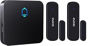 SECRUI Door Chime, Wireless Door Alarm Sensor with 500ft Range 32 Chimes Adjustable Volume Mute Mode LED Indicators – Door Ringer for Opening – Door Open Alert with 2 sensors-Black