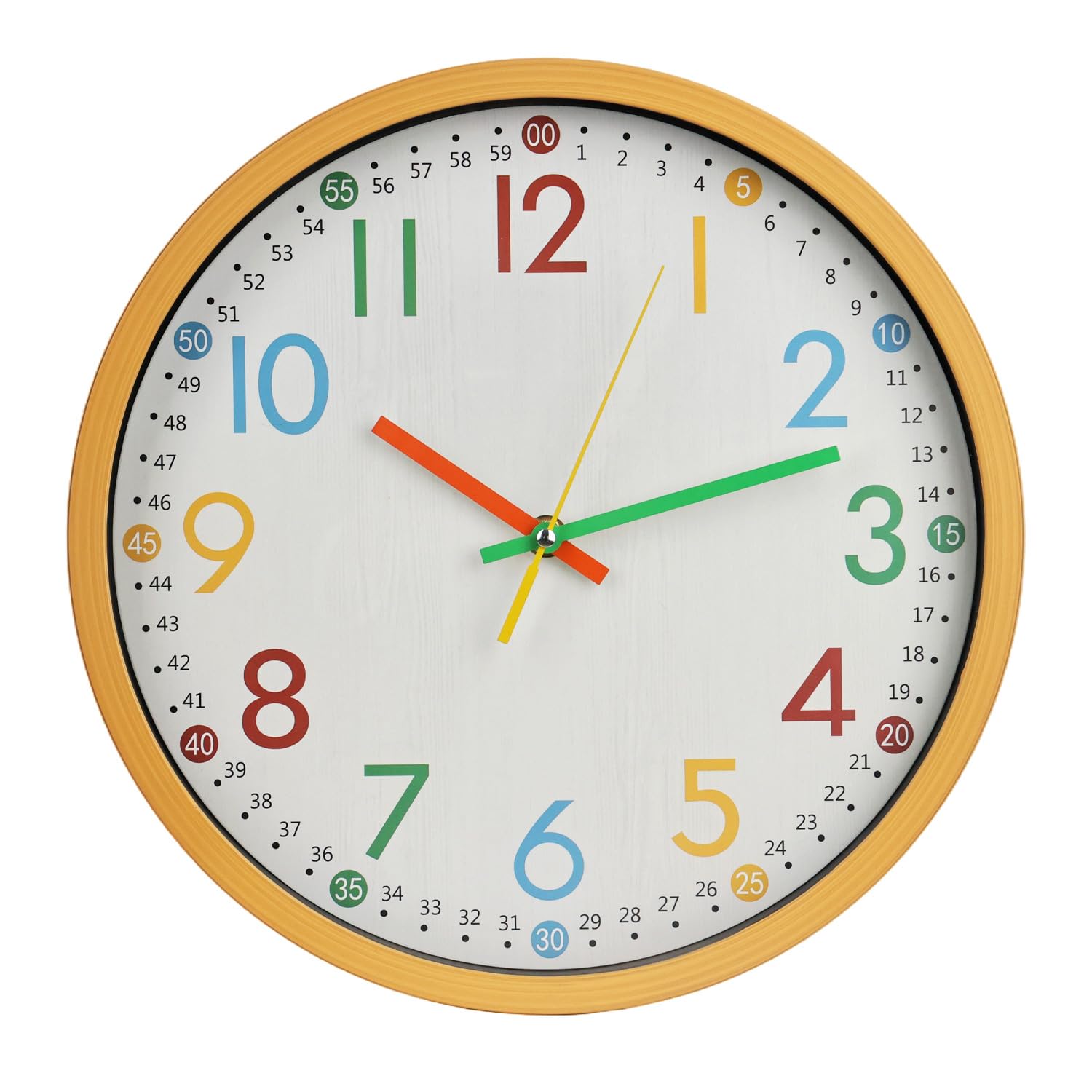 Horloge murale en bambou et bouleau de 30,5 cm pour salon