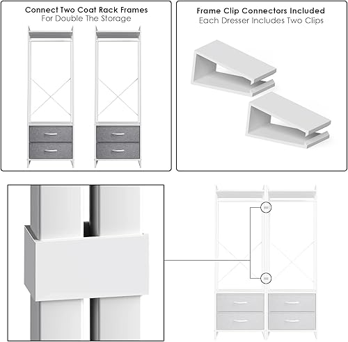 Miniatura 6 de Sorbus Perchero con Cajones - Perchero de Ropa con Cajones - Parte Superior de Madera, Marco de Acero y Cajones de Tela - Organizador de