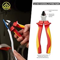 Vista 7 de AKM Juego de 4 herramientas aisladas VDE de 1000 V - Juego de alicates con lengüeta y ranura, corte diagonal, nariz larga y alicates Linesman