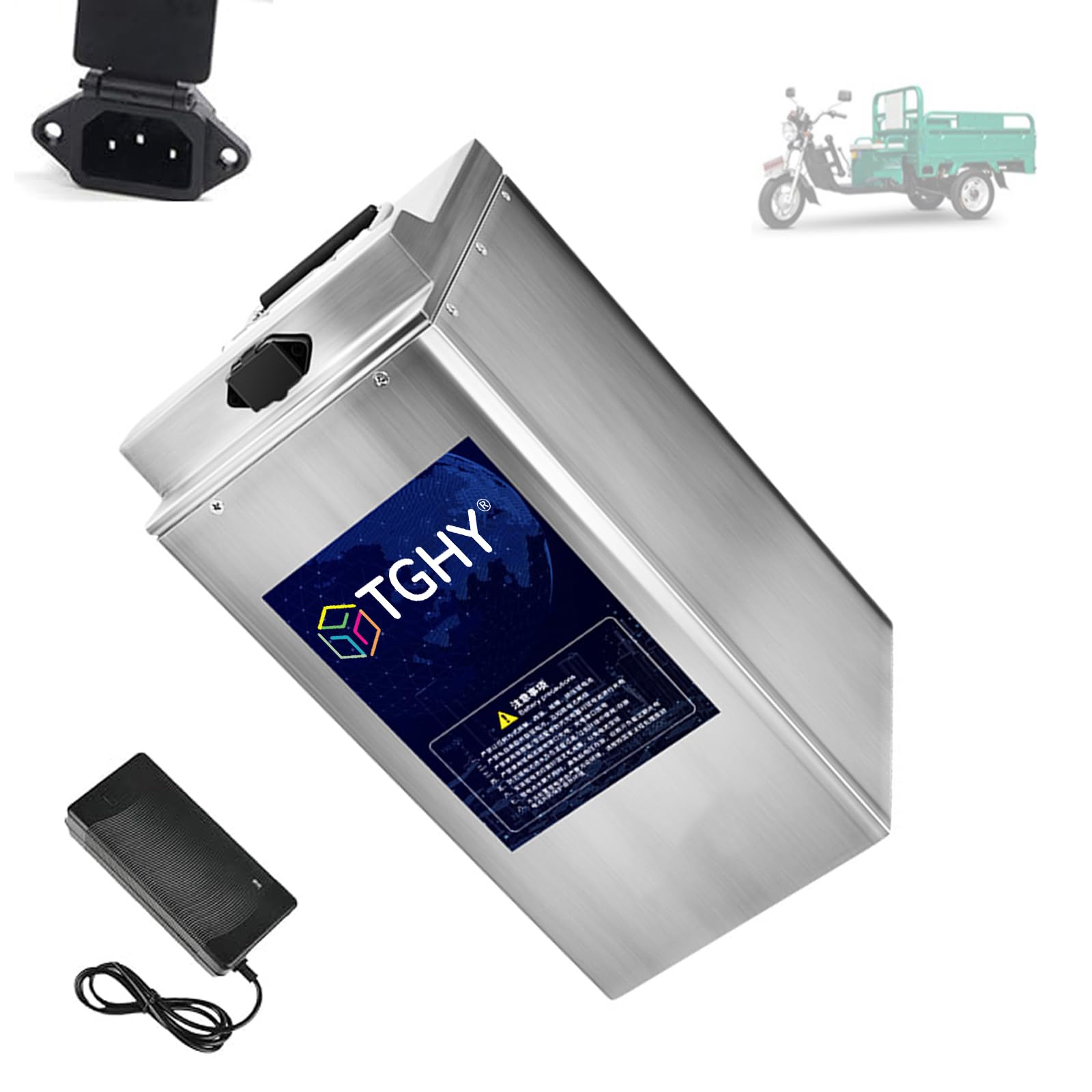 TGHY Batería de Litio para Bicicleta eléctrica de 60 voltios, 60V 20AH 25AH 40AH 50AH 55AH 58AH 66.2AH, batería de Iones de Litio para Motor de ciclomotor o Triciclo de 0-4000W.,60v 20ah