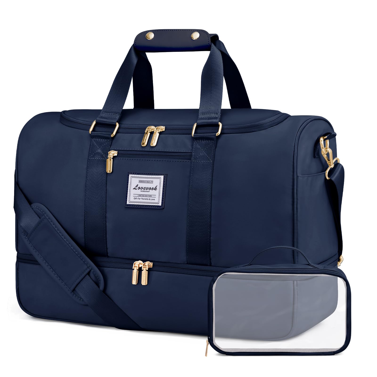 LOVEVOOK sac de sport pour femme - Grand sac de voyage avec trousse de toilette et compartiments à chaussures et humide - Imperméable