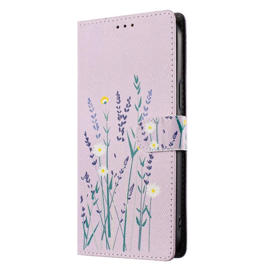 Generic etui kompatybilne z Samsung Galaxy S24 (kolor: lawenda) malowany portfel skórzany futerał na telefon magnetyczne etui z klapką