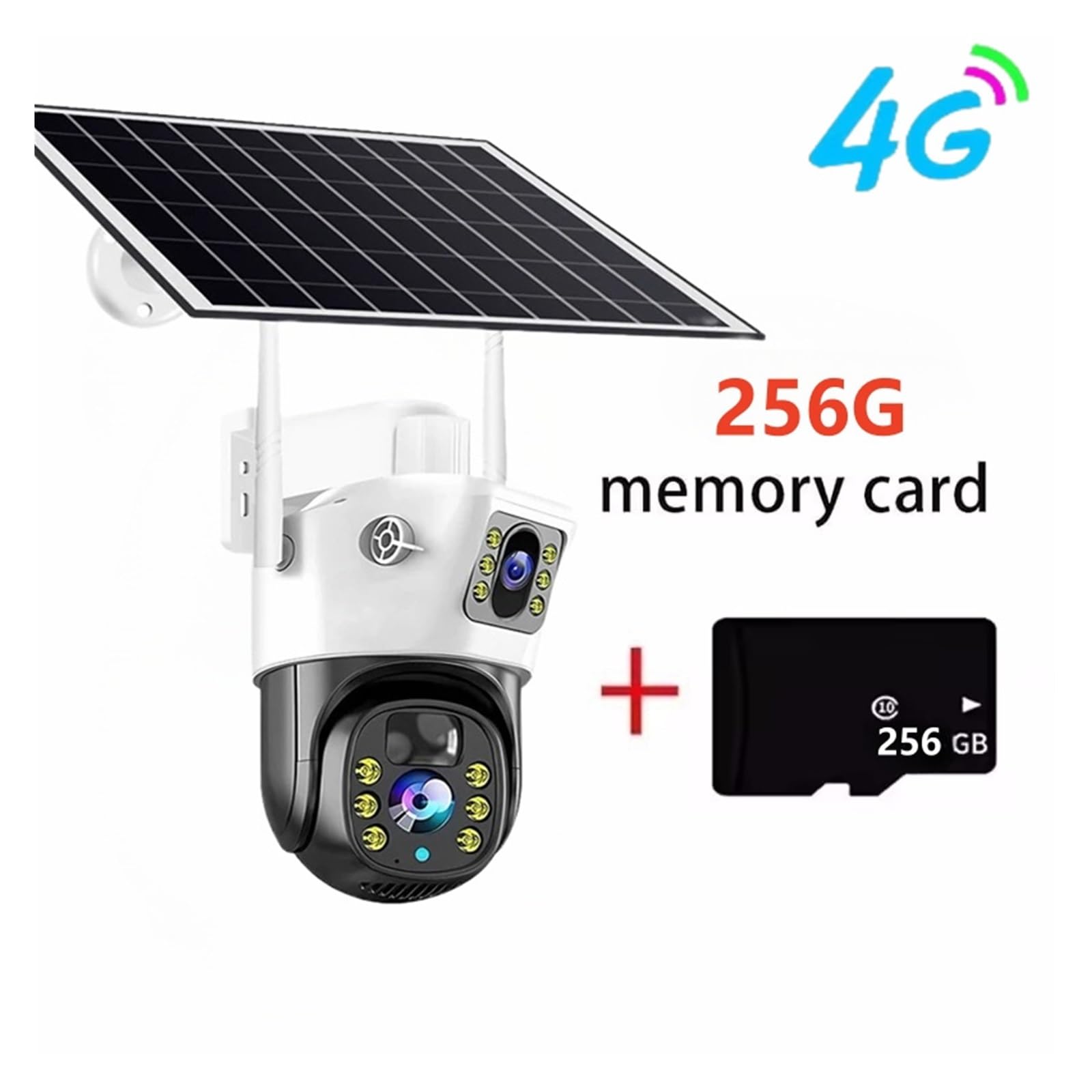 Caméra IP Solaire 4G WiFi Double Objectifs 8MP 4K V380 Pro Extérieure