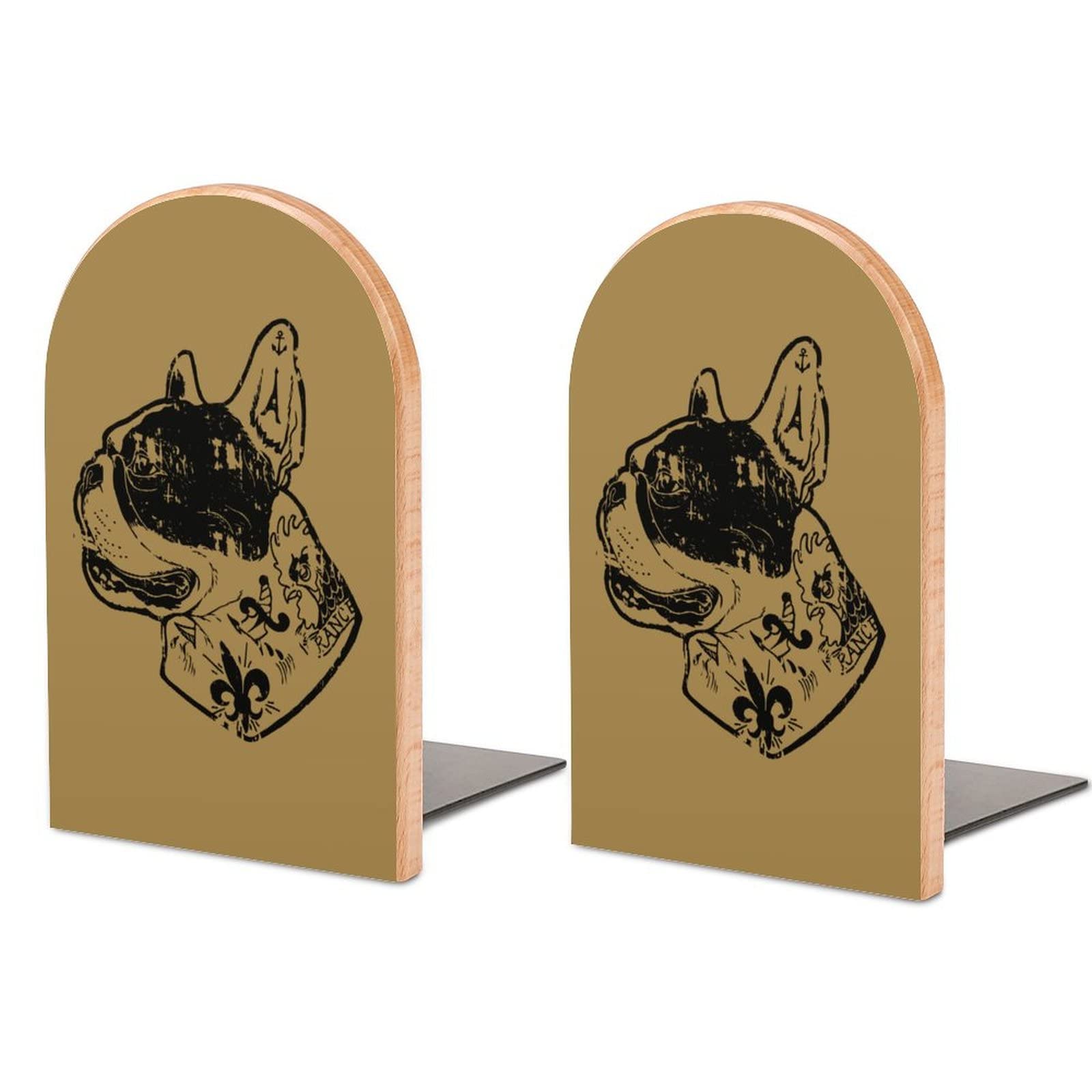 Amazon.co.jp: 刺青フレンチ ブルドッグ ブックエンド 棚用 木製ブック