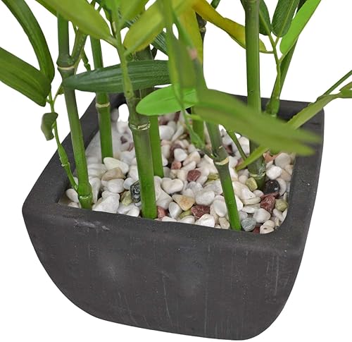 Miniatura 6 de Westcharm Bambú artificial en maceta de poliresina negra con piedras decorativas de río para el hogar, oficina, cocina, sala de estar, encimera