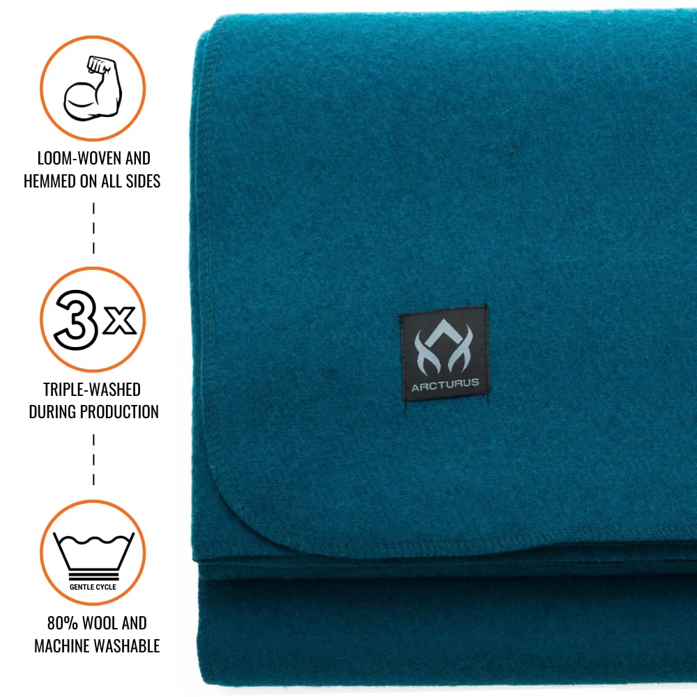 Arcturus Couverture militaire en laine – Chaude, épaisse, lavable – Idéale pour l'extérieur, le camping, la couverture de stade, les pique-niques, les voyages – Kit de survie en voiture et en