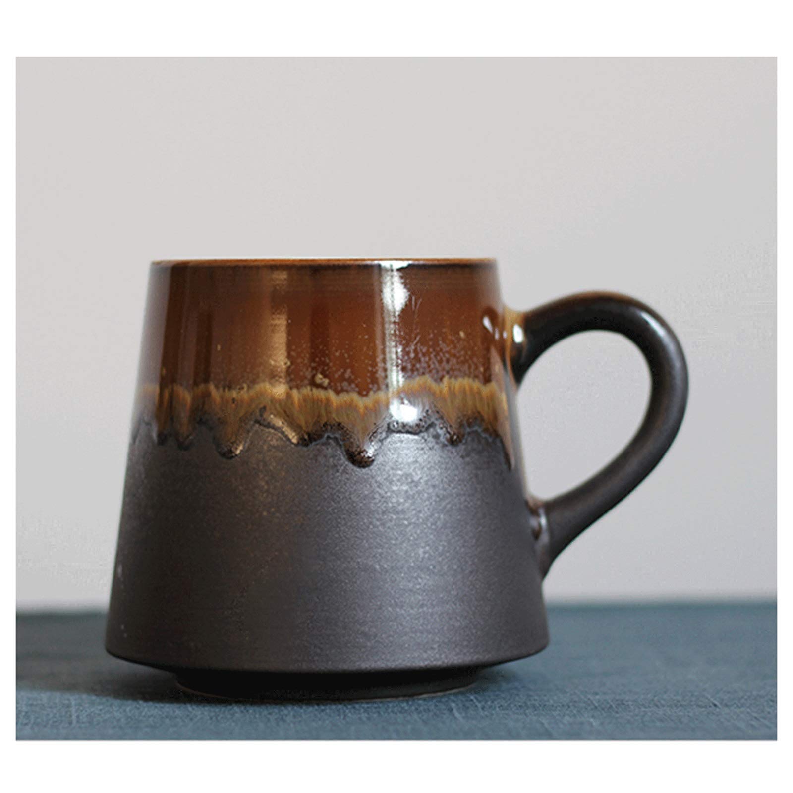 Tasse Becher Retro Keramik Teetasse Persönlichkeit Gefrorene Paar Kaffeetasse Büro Einfache Kreative Becher mit Deckel Löffel Hochtemperatur Trinkbecher Kaffeetassen (Color : C)