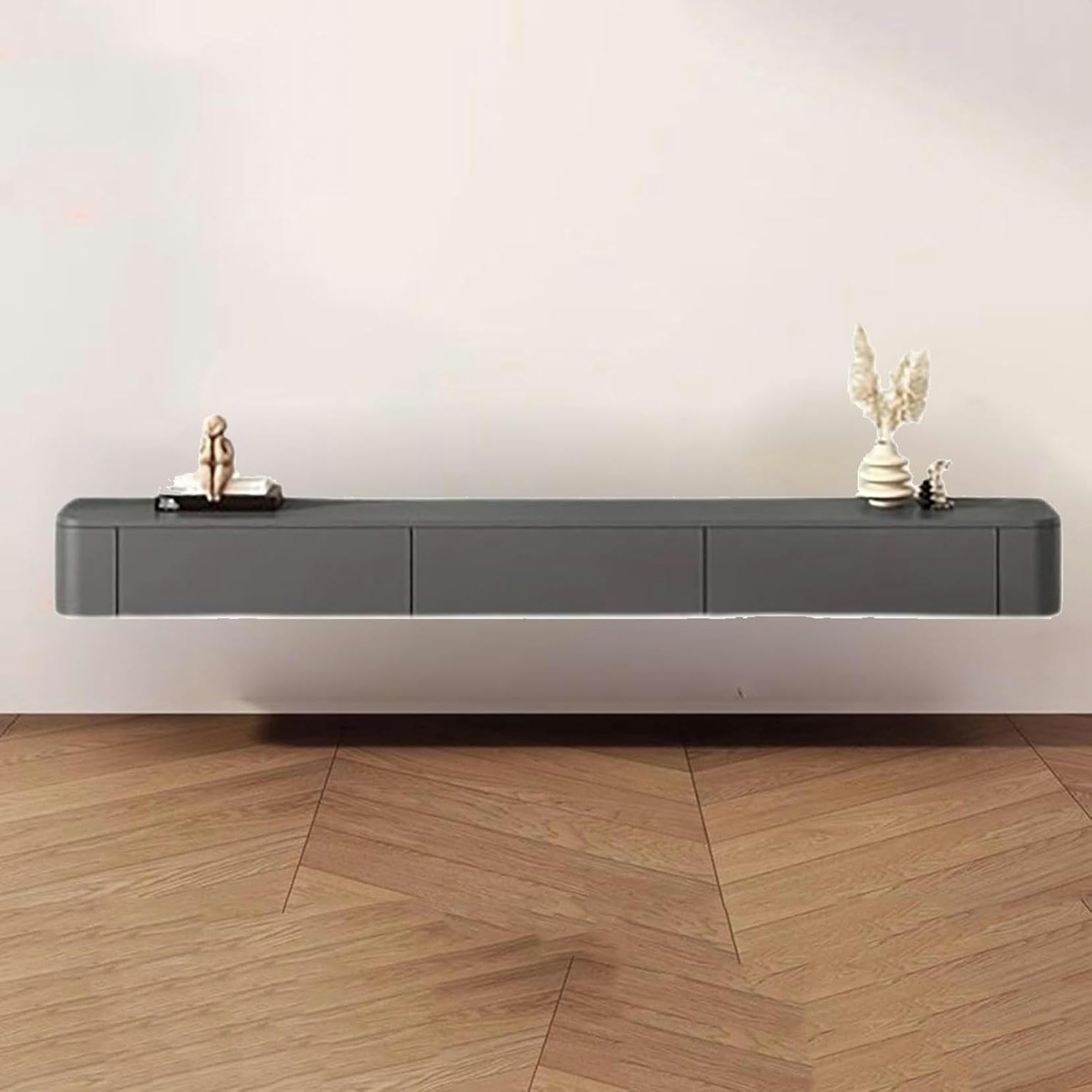 Meuble TV suspendu blanc, console murale pour ranger vos câbles