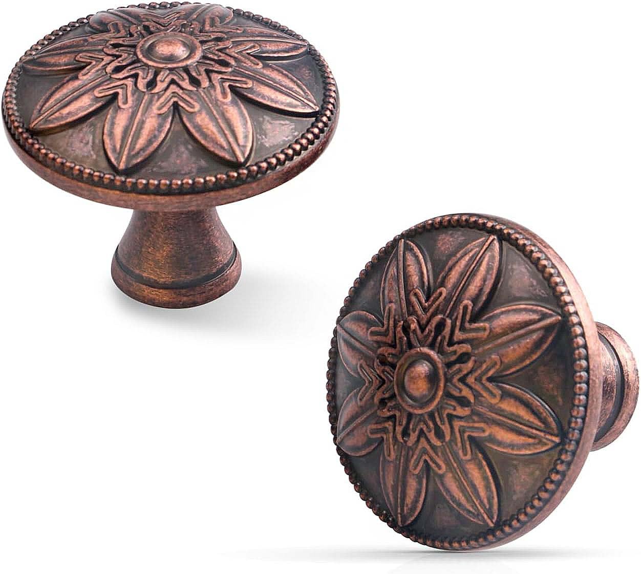 Antique Copper Cabinet Knobs 15 Pack Vintage Drawer Knobs,1.4" Round Cpper Kitchen Cabinet Hardware Knobs Drawer Pulls Handles for Kitchen Cabinets Rustic Farmhouse Dresser Knobs