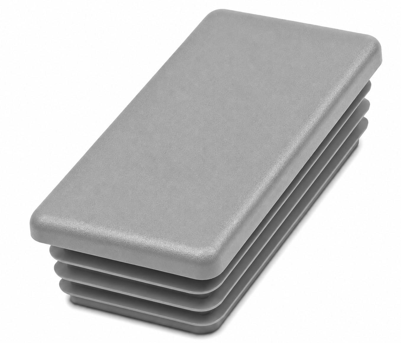 (Pack of 4) Rectangular Plastic Plugs 1-9/16" x 3-5/32" (40 x 80 mm), Matt Tube Inserts, Fence Post Caps, Window Gray RAL 7040