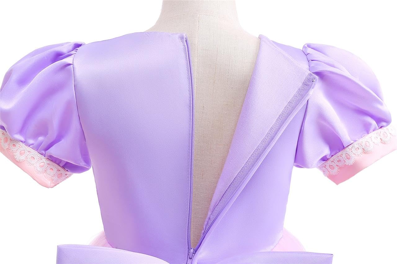 Lito Angels Disfraz Vestido de Princesa Princesa de pelo largo Carnaval Fiesta de Cumpleaños para Niña Pequeña, Morado