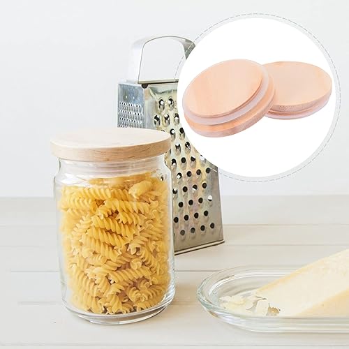 Miniatura 8 de SEWACC Tapas para tarros de almacenamiento de madera, 5 unidades, 3.228 in de boca ancha, tapas para tarros de almacenamiento de madera, latas de