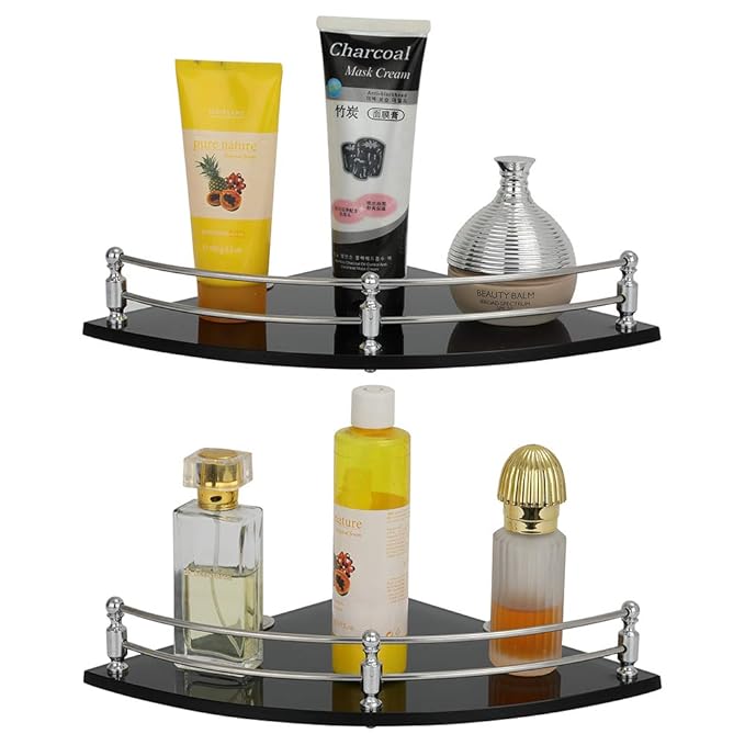 USF BATH ACCESSORIES Premium Round Glass Corner Shelf / Bathroom