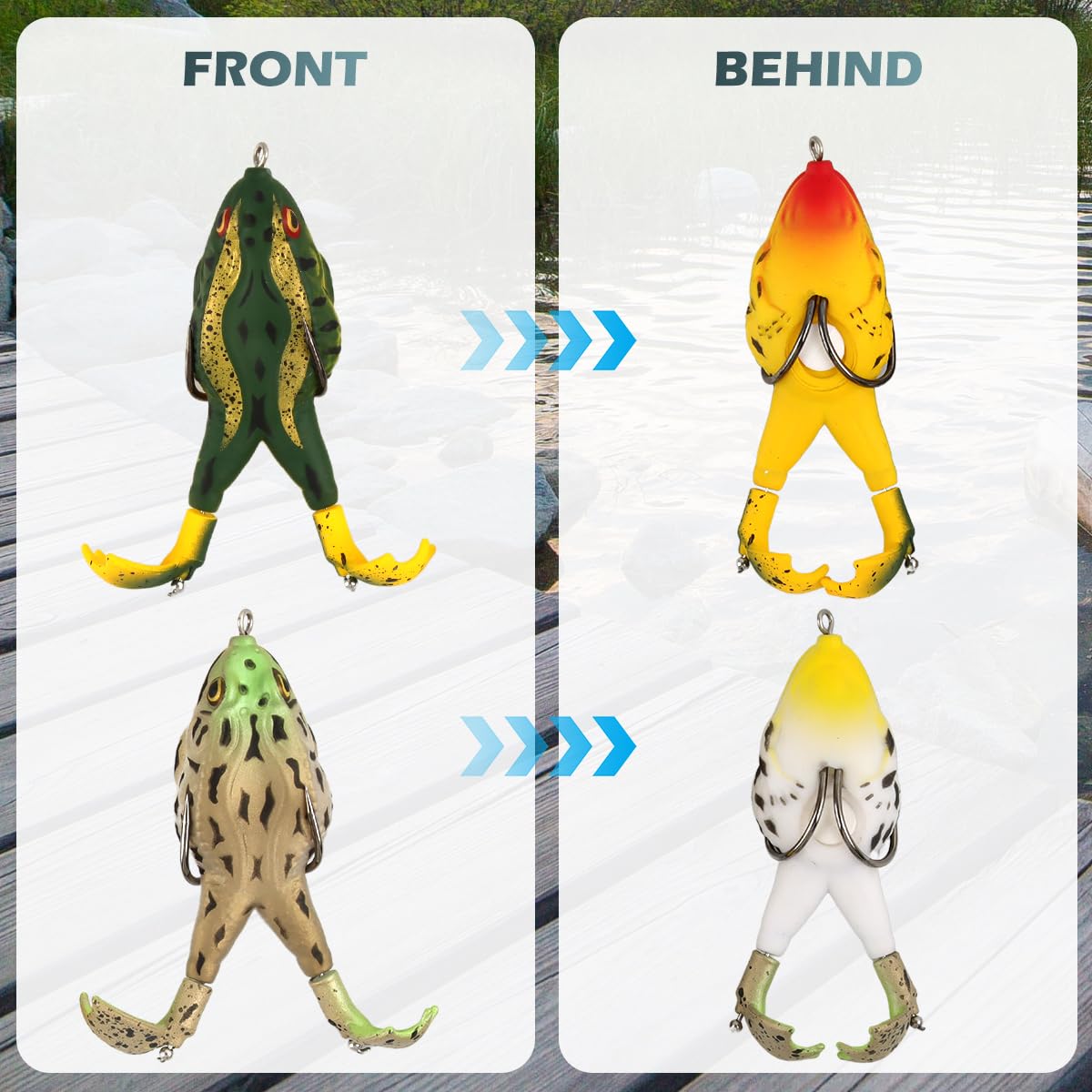 Leurres Grenouille Pêche - 2 Pièces, 9cm, Double Hélices, Yeux 3D