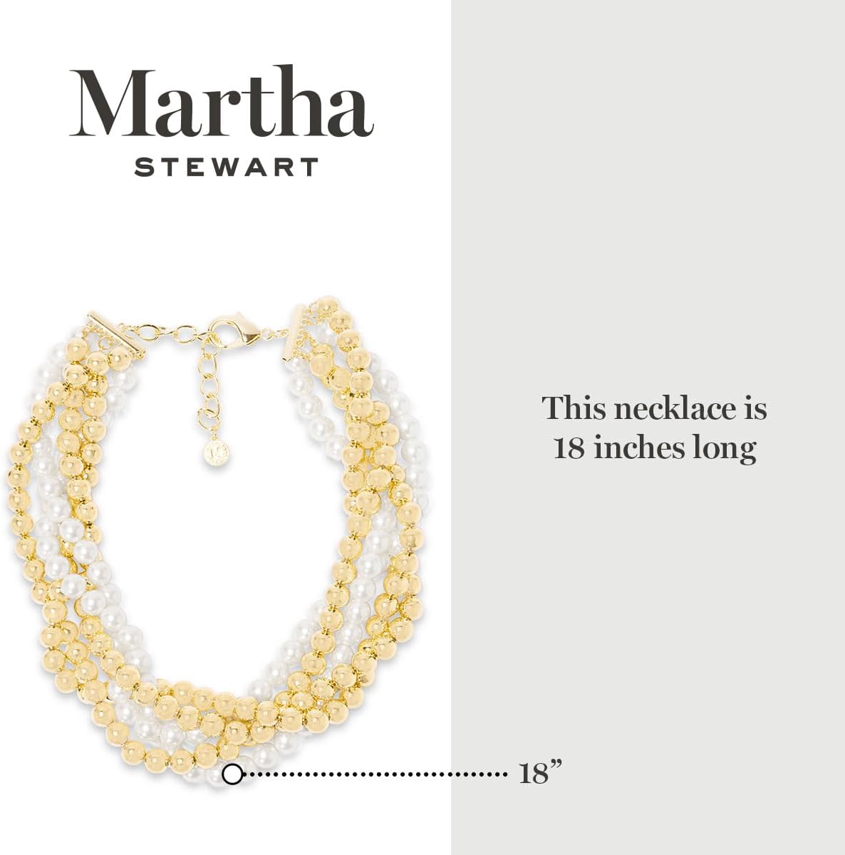 Martha Stewart Five Strand Pearl and Gold Ball Twisted Necklace In Gold For Women