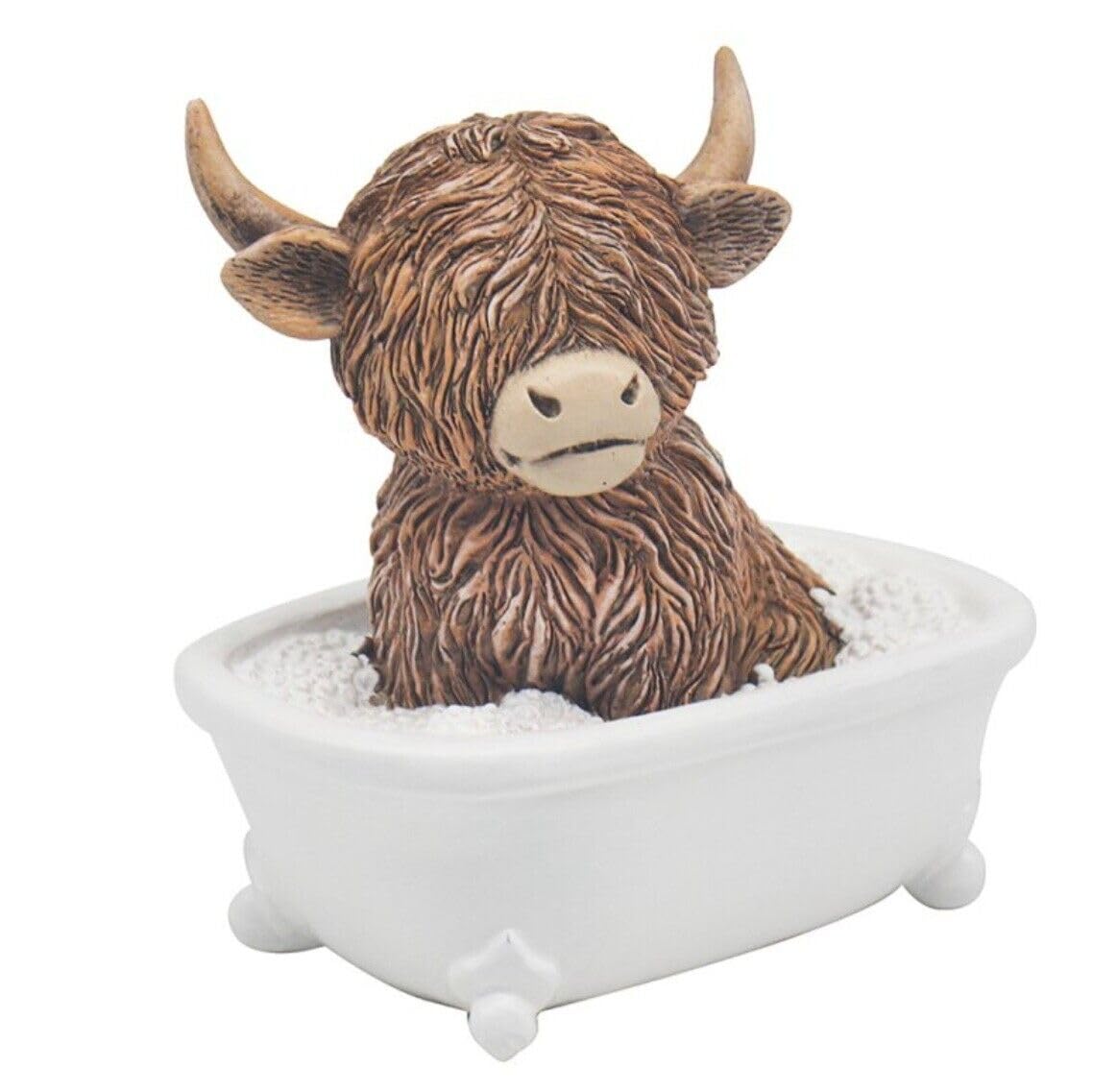 Hemoravoma Women's Bath Highland Cow Soaking Figurine - Playful Highland Cow Room Resin Decor, Cute Animal Ornament For Living Room, For & Men (Bath)